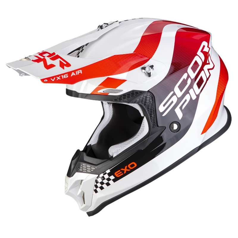 Casco de motocross Scorpion VX-16 EVO AIR SOUL blanco-rojo