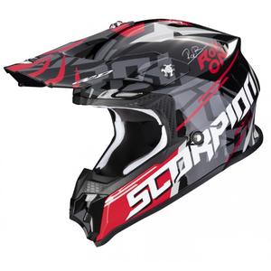 Casco motocross Scorpion VX-16 EVO AIR ROK BAGOROS negro-gris-blanco-rojo