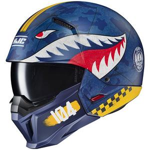 Casco abierto con máscara HJC i20 Vanguard Call Of Duty MC2SF blanco-amarillo-rojo-azul