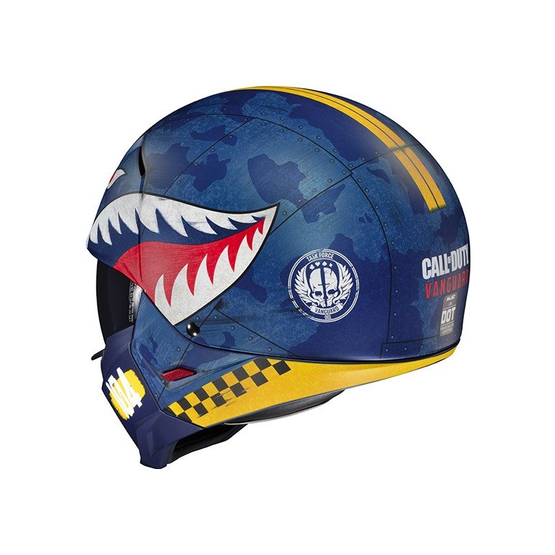 Casco abierto con máscara HJC i20 Vanguard Call Of Duty MC2SF blanco-amarillo-rojo-azul