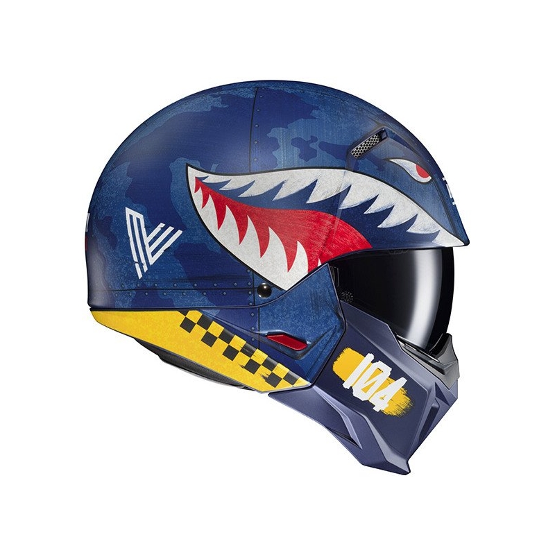 Casco abierto con máscara HJC i20 Vanguard Call Of Duty MC2SF blanco-amarillo-rojo-azul