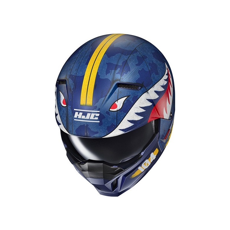 Casco abierto con máscara HJC i20 Vanguard Call Of Duty MC2SF blanco-amarillo-rojo-azul