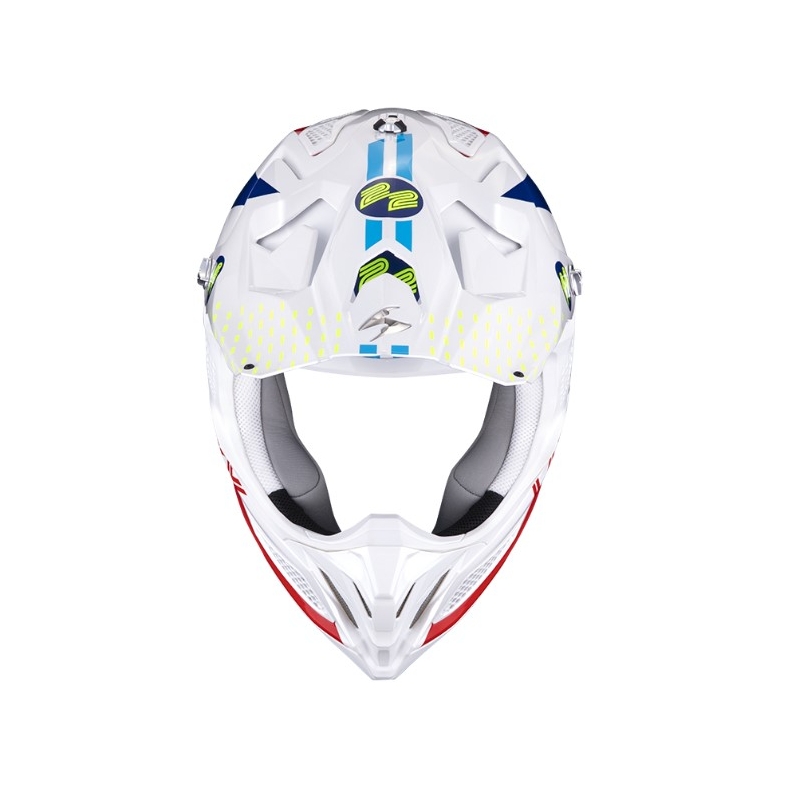 Casco de motocross Scorpion VX-22 Air Ares blanco-azul-rojo