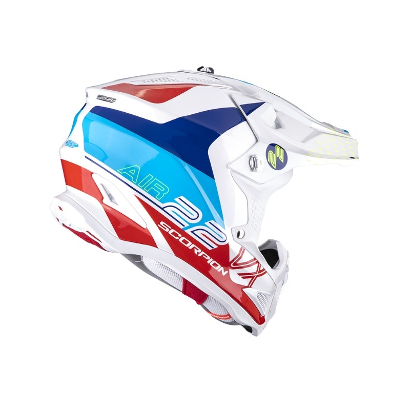 Casco de motocross Scorpion VX-22 Air Ares blanco-azul-rojo