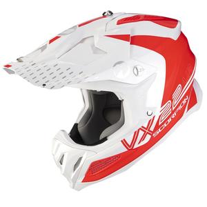 Casco de motocross Scorpion VX-22 Air Ares blanco-rojo