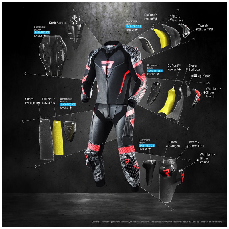 Pantalón de moto Rebelhorn Rebel 22 negro-rojo fluo liquidación
