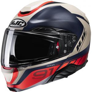 Casco de moto plegable HJC RPHA 91 Rafino MC1SF rojo-azul-beige