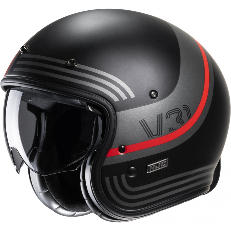 Casco de moto abierto HJC V31 Byron MC1SF rojo-gris-negro