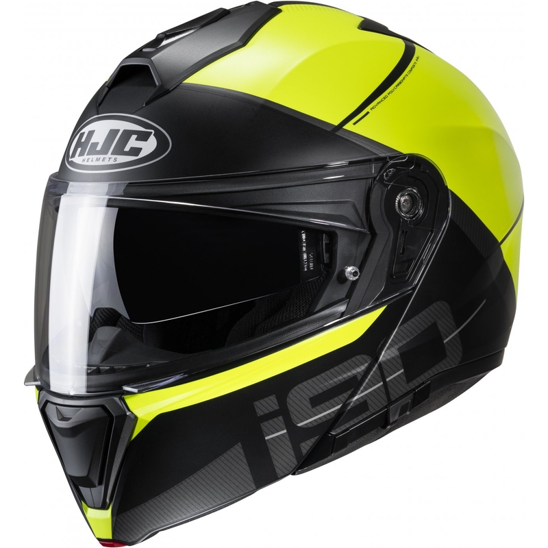 Casco de moto abatible HJC i90 May MC3HSF negro-amarillo fluo