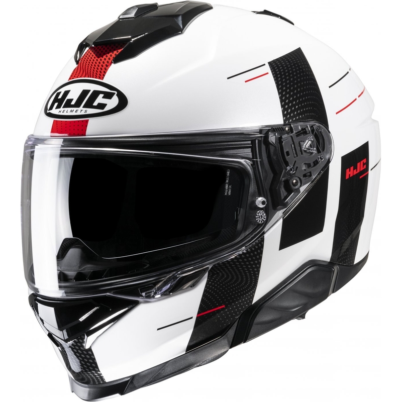 Casco integral de moto HJC i71 Peka MC1 rojo-negro-blanco