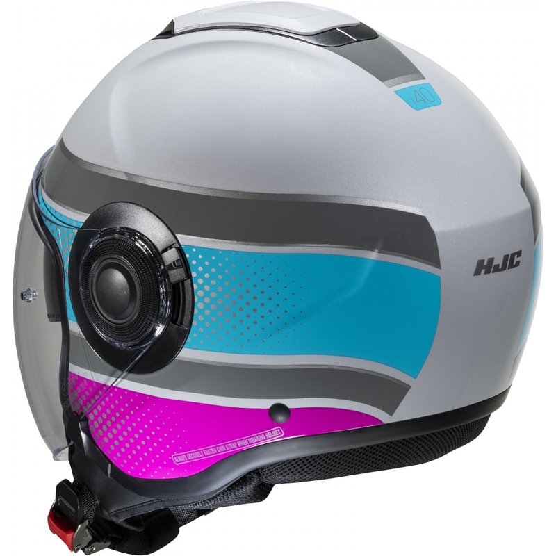 Casco de moto abierto HJC i40 Tolan MC28 rosa-azul-gris