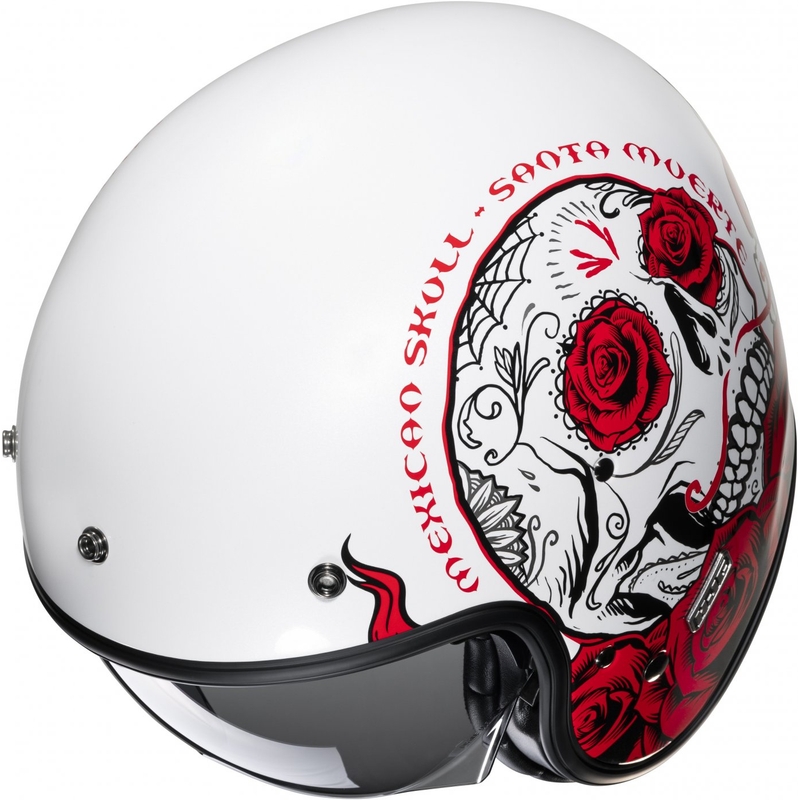 Casco de moto abierto HJC V31 Desto MC1 blanco-negro-rojo