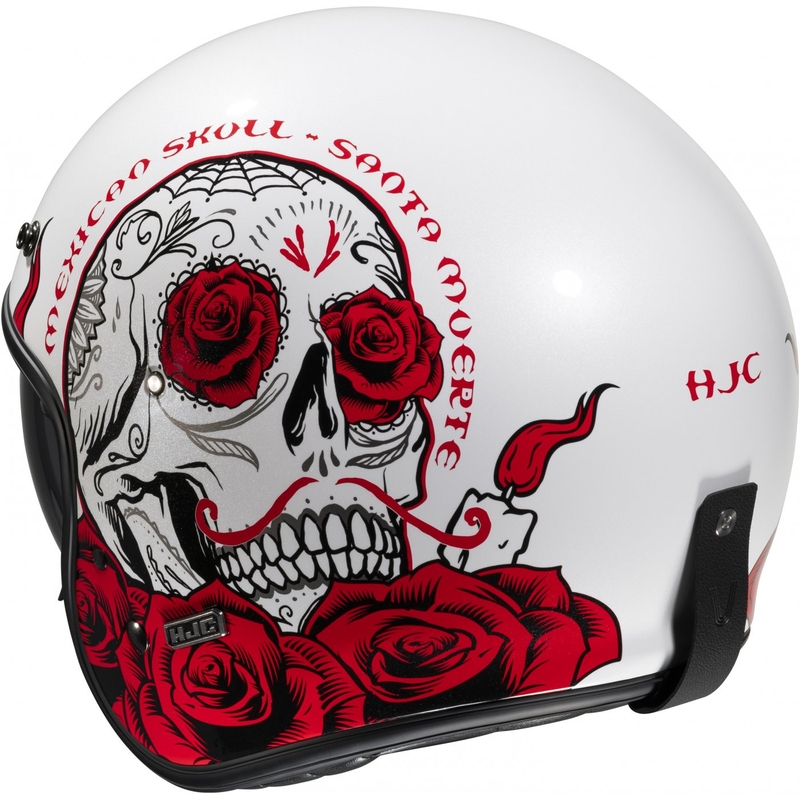 Casco de moto abierto HJC V31 Desto MC1 blanco-negro-rojo