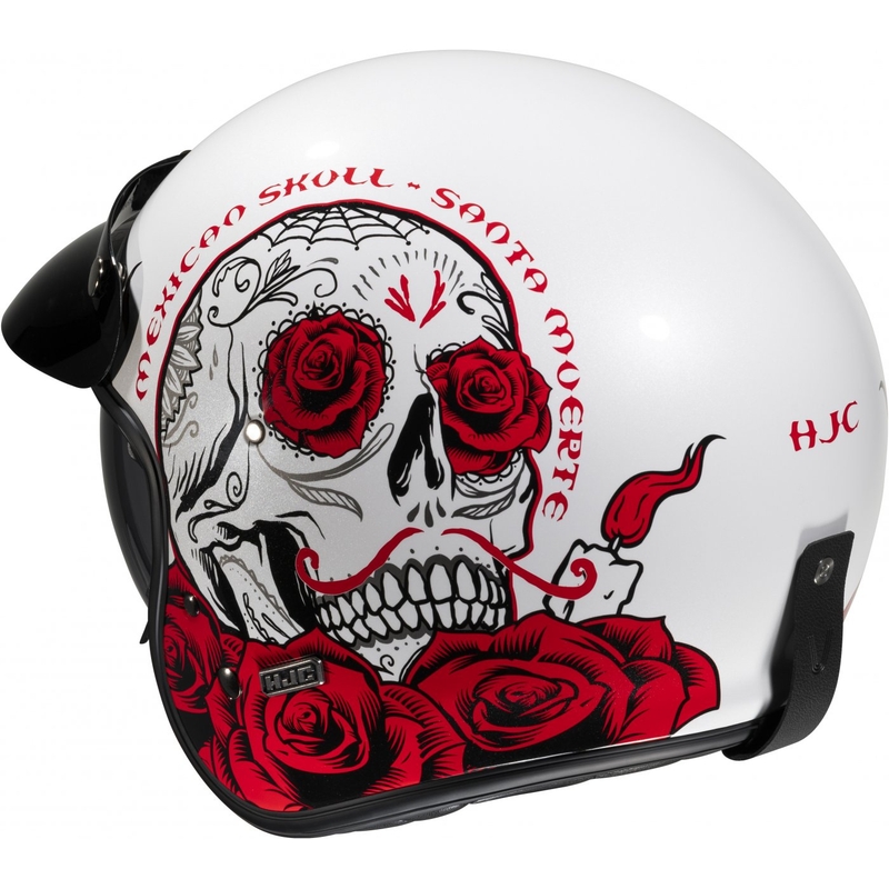 Casco de moto abierto HJC V31 Desto MC1 blanco-negro-rojo
