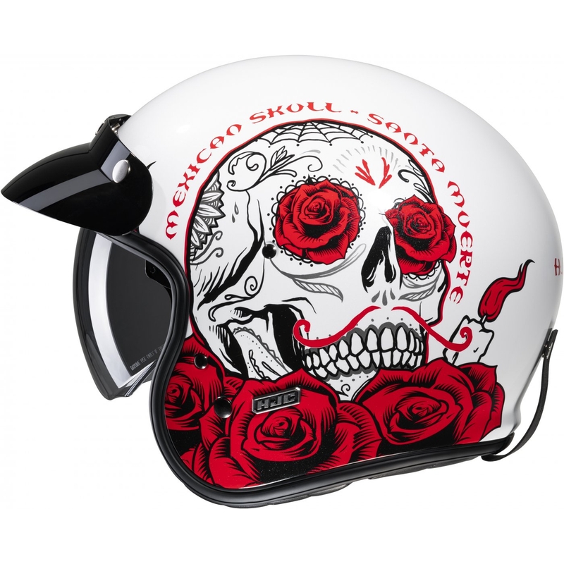 Casco de moto abierto HJC V31 Desto MC1 blanco-negro-rojo