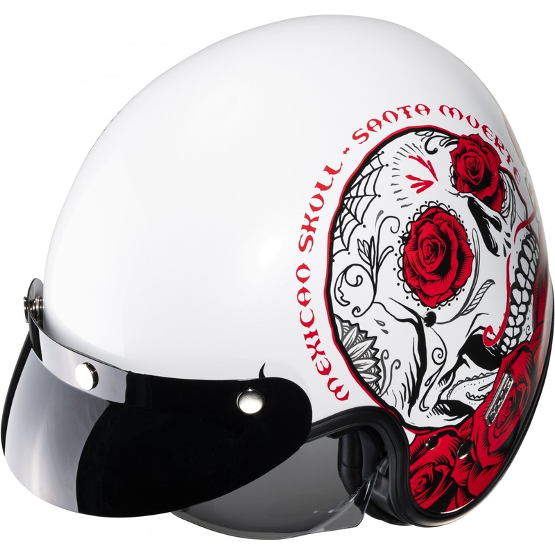 Casco de moto abierto HJC V31 Desto MC1 blanco-negro-rojo