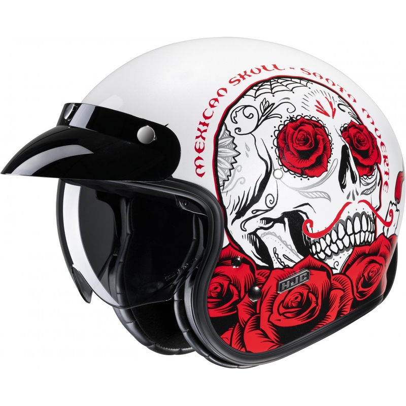Casco de moto abierto HJC V31 Desto MC1 blanco-negro-rojo