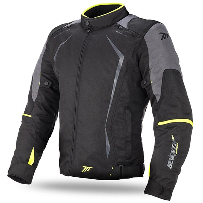 Chaqueta de moto SETENTA GRADOS SD-JR47 negro-gris-amarillo fluo