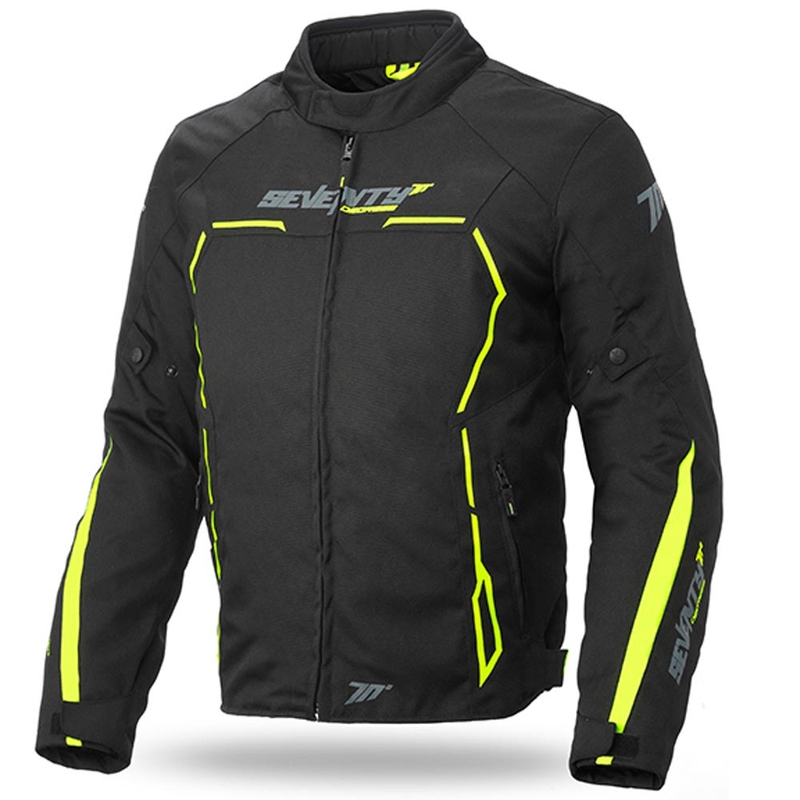 Chaqueta de moto SEVENTY DEGREES SD-JR65 negro-amarillo fluo