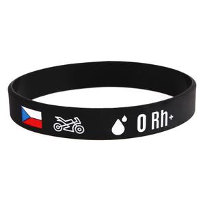 Pulsera moto de silicona con grupo sanguíneo 0 RH+