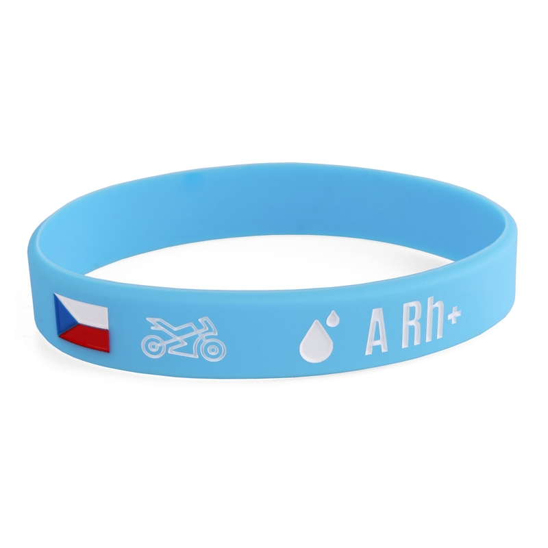 Pulsera moto de silicona con grupo sanguíneo A RH+