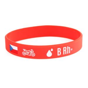 Pulsera moto de silicona con grupo sanguíneo B RH+