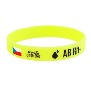 Pulsera moto de silicona con grupo sanguíneo AB RH+