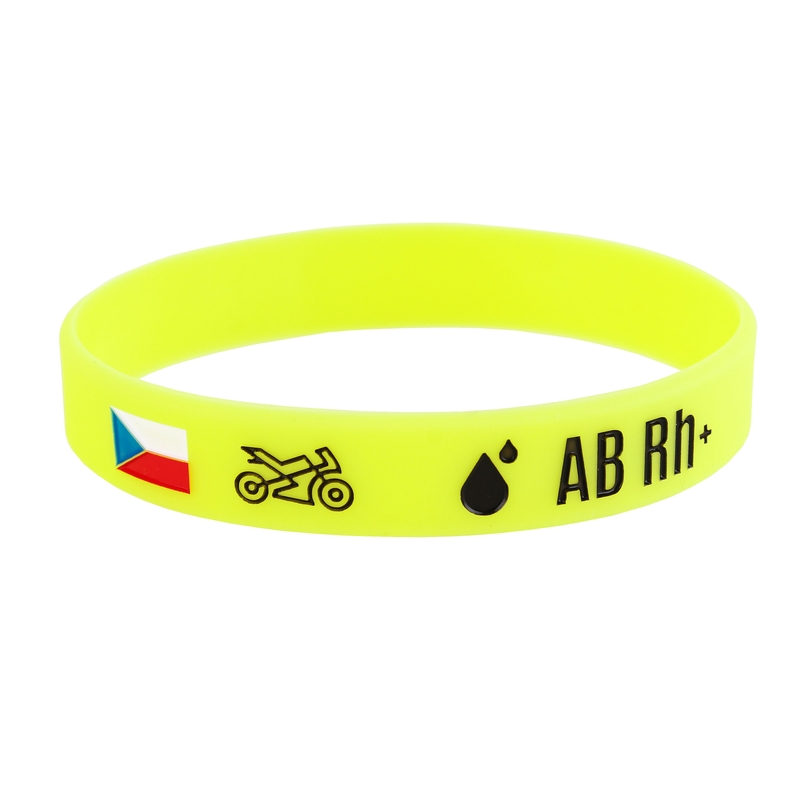 Pulsera moto de silicona con grupo sanguíneo AB RH+