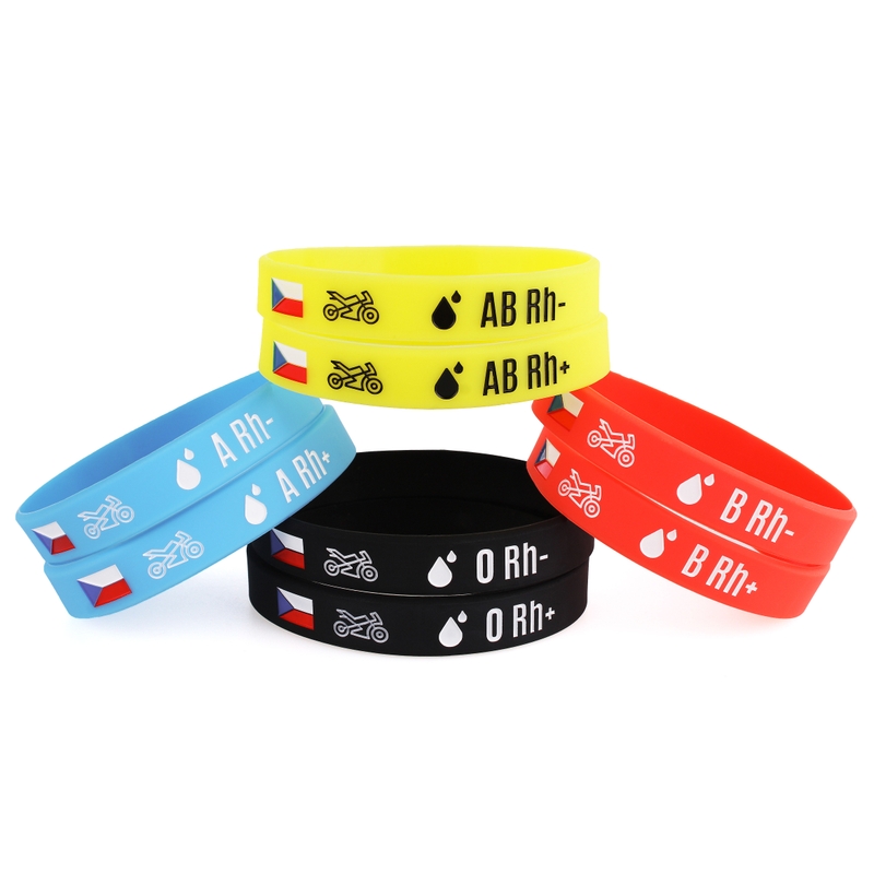 Pulsera moto de silicona con grupo sanguíneo AB RH+