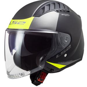 Casco de moto abierto LS2 OF600 Copter II Urbane 06 negro-amarillo fluo