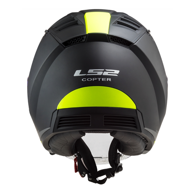 Casco de moto abierto LS2 OF600 Copter II Urbane 06 negro-amarillo fluo