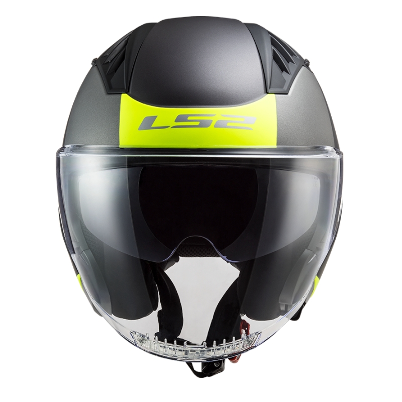 Casco de moto abierto LS2 OF600 Copter II Urbane 06 negro-amarillo fluo