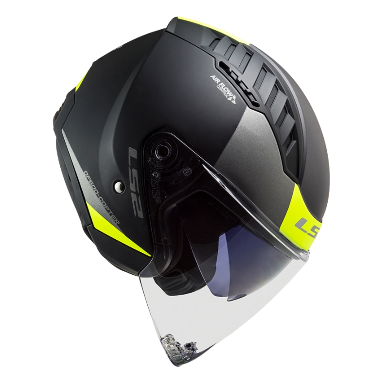 Casco de moto abierto LS2 OF600 Copter II Urbane 06 negro-amarillo fluo
