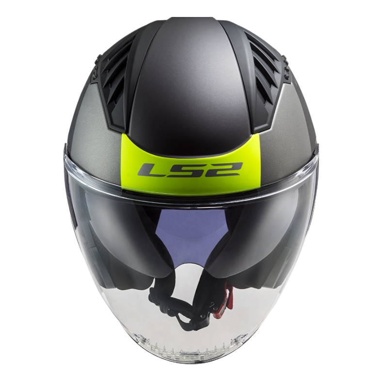 Casco de moto abierto LS2 OF600 Copter II Urbane 06 negro-amarillo fluo
