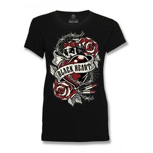 Camiseta mujer Negro Corazón Corazón Rosa