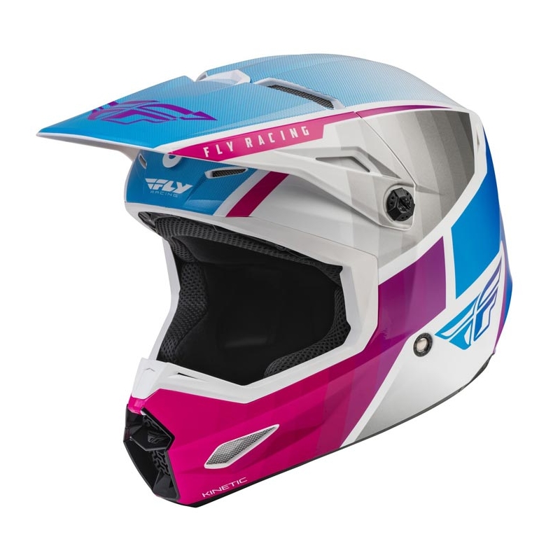 Casco motocross FLY Racing Kinetic Drift rosa-blanco-azul