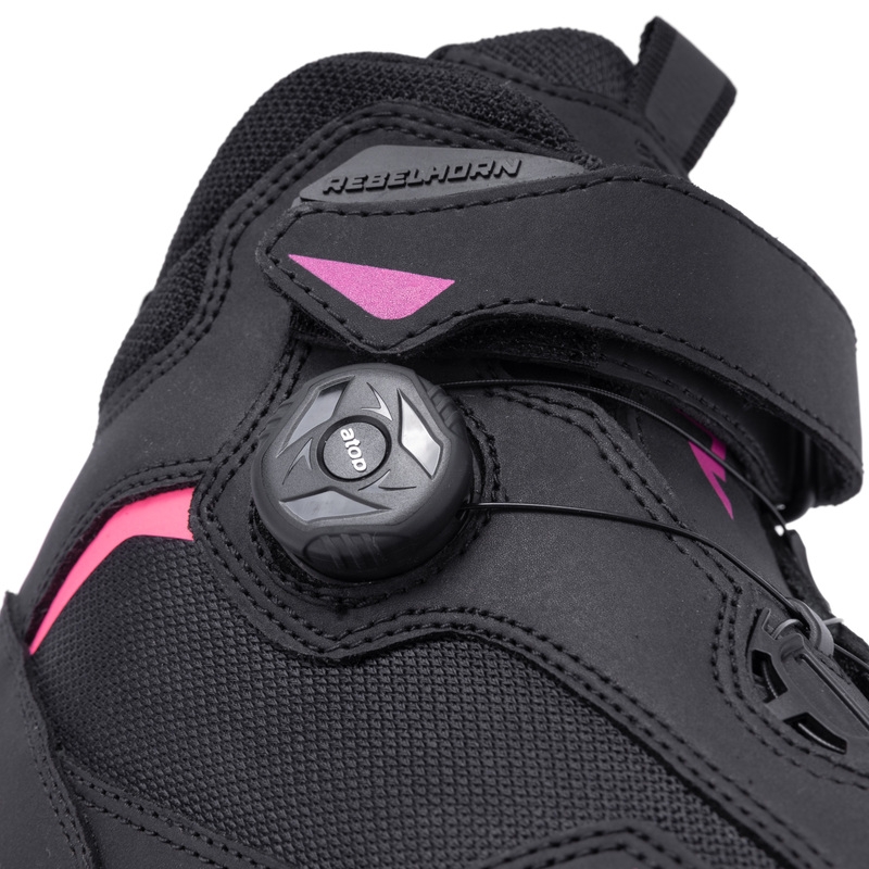 Botas de moto para mujer Rebelhorn Spark II en negro y rosa