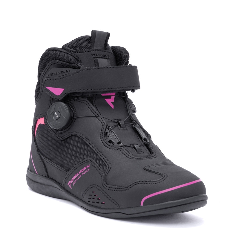 Botas de moto para mujer Rebelhorn Spark II en negro y rosa