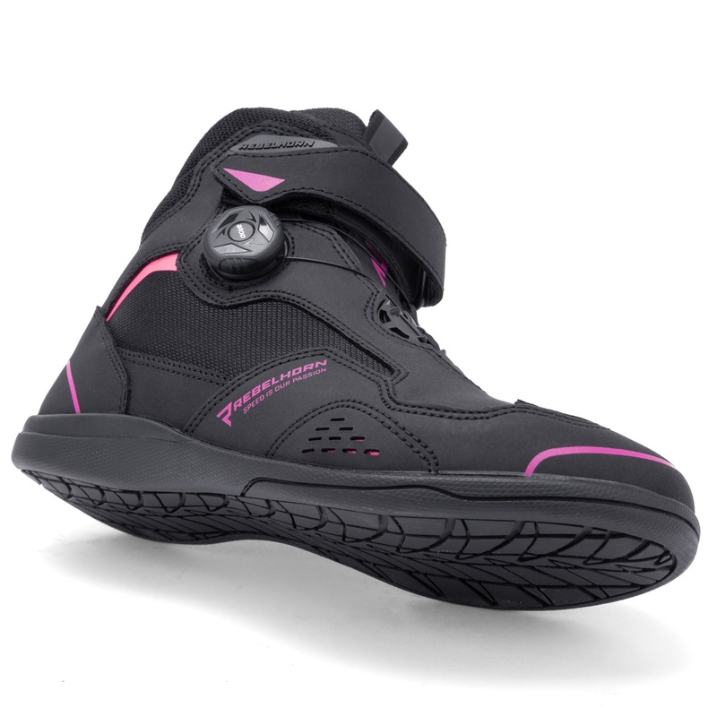 Botas de moto para mujer Rebelhorn Spark II en negro y rosa