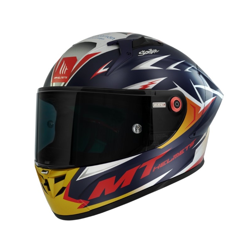 MT FF103PLUSC KRE+ Carbon Acosta A37 casco integral de moto azul-blanco-naranja mate