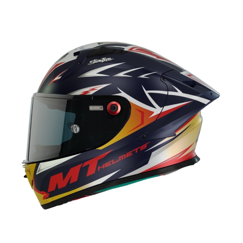 MT FF103PLUSC KRE+ Carbon Acosta A37 casco integral de moto azul-blanco-naranja mate