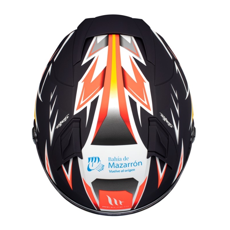 Integrální přilba na motorku MT FF110 Revenge 2 S Acosta A37 černo-oranžovo-bílá matná