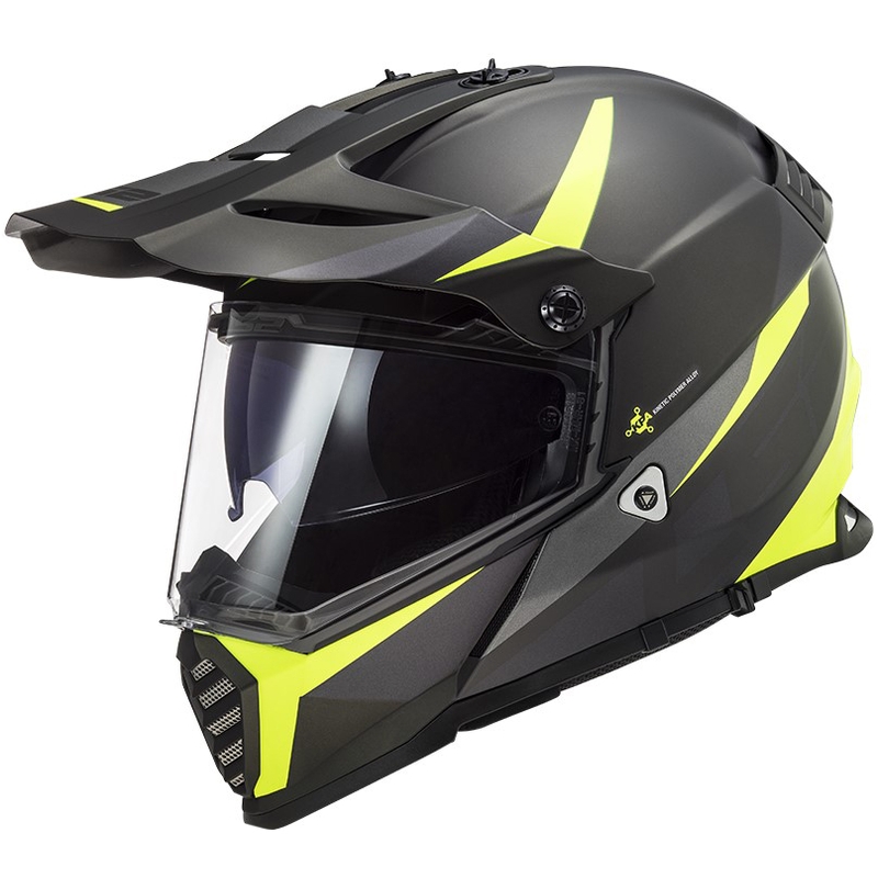 Casco de enduro LS2 MX436 Pioneer EVO Router negro-amarillo fluo