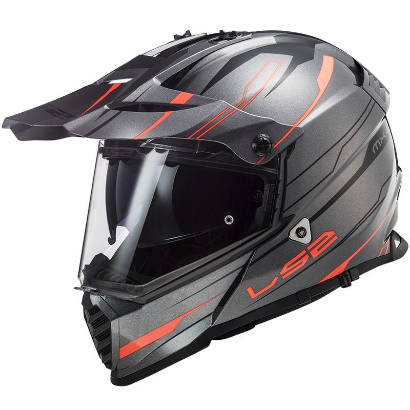 Casco de enduro LS2 MX436 Pioneer EVO Knight titanio naranja