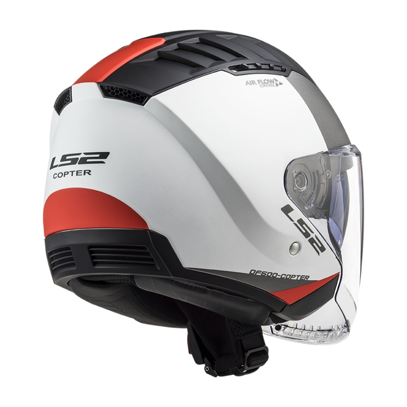 Casco de moto abierto LS2 OF600 Copter II Urbane 06 blanco-rojo