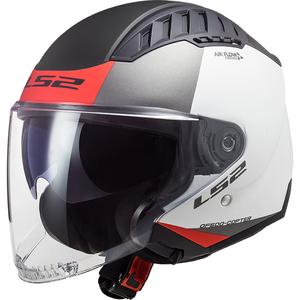 Casco de moto abierto LS2 OF600 Copter II Urbane 06 blanco-rojo