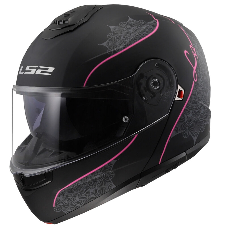 Casco abatible LS2 FF908 Strobe II Lux negro-rosa