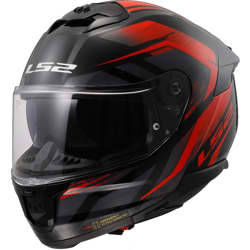 Casco integral de moto LS2 FF808 Stream II Fury negro-rojo