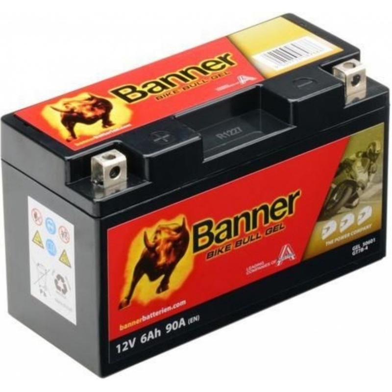 Batería de gel Banner Bike Bull Gel 12V, YT7B-4, YT7B-BS, 6AH, 90A