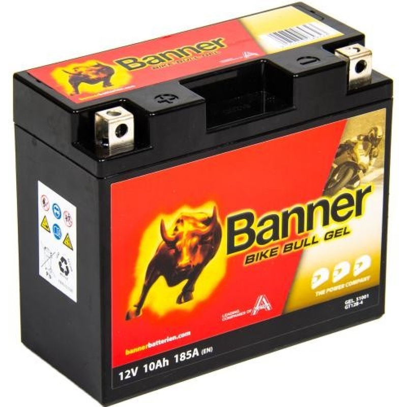 Batería de gel Banner Bike Bull Gel 12V, YT12B-4, YT12B-BS, 10AH, 185A